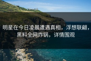 明星在今日凌晨遭遇真相，浮想联翩，黑料全网炸锅，详情围观