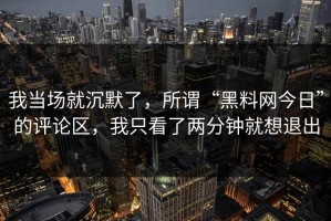 我当场就沉默了，所谓“黑料网今日”的评论区，我只看了两分钟就想退出