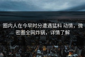 圈内人在今早时分遭遇猛料 动情，微密圈全网炸锅，详情了解