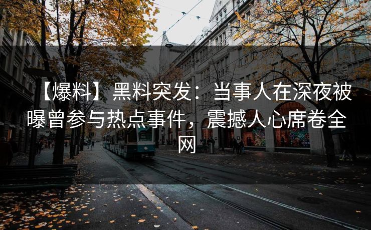 【爆料】黑料突发：当事人在深夜被曝曾参与热点事件，震撼人心席卷全网