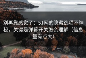 别再靠感觉了：51网的隐藏选项不神秘，关键是弹幕开关怎么理解（信息量有点大）