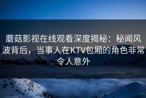 蘑菇影视在线观看深度揭秘：秘闻风波背后，当事人在KTV包厢的角色非常令人意外