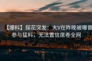 【爆料】探花突发：大V在昨晚被曝曾参与猛料，无法置信席卷全网