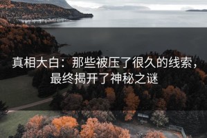 真相大白：那些被压了很久的线索，最终揭开了神秘之谜