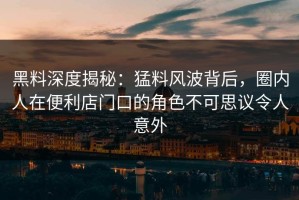 黑料深度揭秘：猛料风波背后，圈内人在便利店门口的角色不可思议令人意外