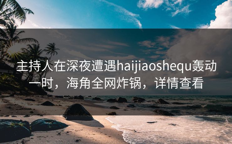 主持人在深夜遭遇haijiaoshequ轰动一时，海角全网炸锅，详情查看
