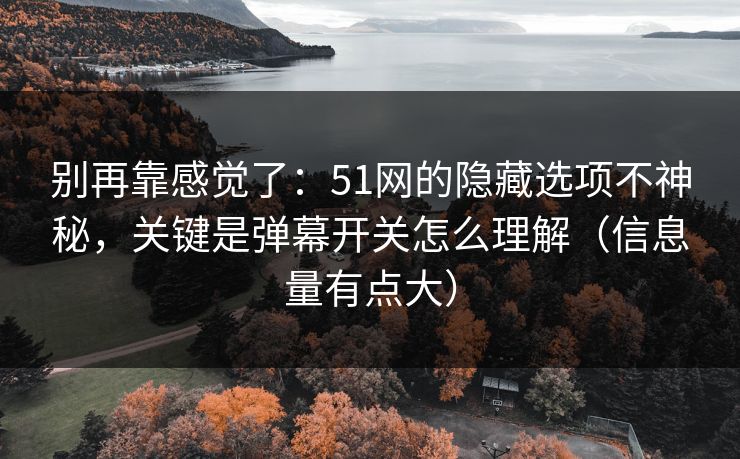 别再靠感觉了:51网的隐藏选项不神秘,关键是弹幕开关怎么理解(信息量有点大) 别再靠感觉了:51网的隐藏选项不神秘,关键是弹幕开关怎么理解(信息量有点大)
